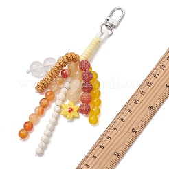 Round Natural & Synthetic Mixed Stone & Handmade Porcelain Beads Pendant Decorations&nbsp;HJEW-TA00466