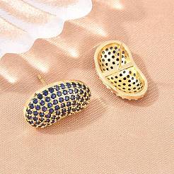 Brass Micro Pave Cubic Zirconia Stud Earrings&nbsp;EJEW-K324-09G