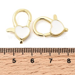 Heart Brass Enamel Lobster Claw Clasps&nbsp;KK-Z147-02G-02A