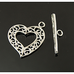 真鍮製マンテル  ハート  プラチナ  ハート：28x23x2mm  バー：約27x6x2mm  穴：2mm&nbsp;KK-E737-18P