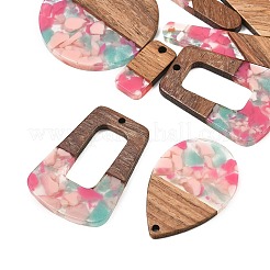 Walnut Wood & Transparent Resin Pendants&nbsp;WD-CBA583A-16