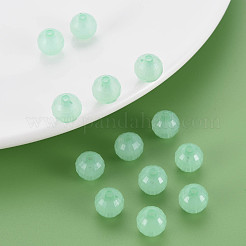 透明なアクリルビーズ  染め  多面カット  ラウンド  ミディアムアクアマリン  9.5x9.5mm  穴：2mm  約970個/500g&nbsp;TACR-S153-42E-04