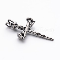 Retro 304 Stainless Steel Cross Gothic Pendants&nbsp;X-STAS-E094-08AS