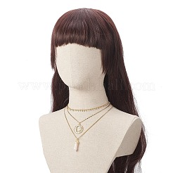 3Pcs 3 Style Natural Rose Quartz Bullet & Alloy Sun Pendant Necklaces Set with Brass Curb Chains for Women&nbsp;NJEW-JN04170