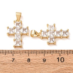 Brass Pave Clear Cubic Zirconia Pendants&nbsp;CU-CBA2907-01D-G