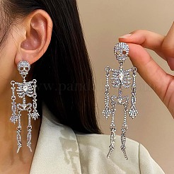 Skeleton Alloy Rhinestone Dangle Stud Earrings&nbsp;FS-WG3D420-01