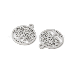 304 Stainless Steel Flat Round with Laser Cut Tree of Life Charms&nbsp;STAS-L022-512P