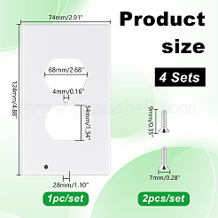 プラスチック製 1 連ソケット カバー プレート  長方形  ネジ付き  ホワイト  124x74x28mm  穴：4mm＆34x68mm&nbsp;KY-WH0046-97