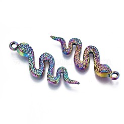 合金ペンダント  カドミウムフリー＆鉛フリー  ヘビ  虹色  41x14x5mm  穴：2mm&nbsp;PALLOY-N156-051-RS