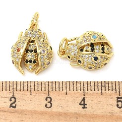 Ladybug Rack Plating Brass Micro Pave Cubic Zirconia Pendants&nbsp;KK-Z053-03G