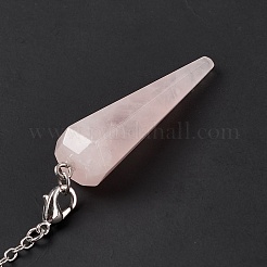 Natural Rose Quartz Hexagonal Pointed Cone Dowsing Pendulum Pendants&nbsp;G-G983-05P-02