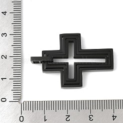 304ステンレスペンダント  クロスチャーム  ブラック  37x24x3.5mm  穴：2x4.5mm&nbsp;STAS-U040-06B