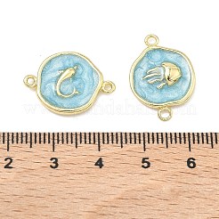 Ocean Brass Enamel Links Connector Charms&nbsp;KK-K417-07G-01