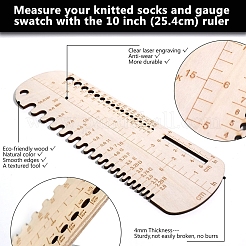 木製の編み針/かぎ針編み針サイズ計  靴下測定定規  フローラルホワイト  250x86x5mm&nbsp;PW-WG98108-01