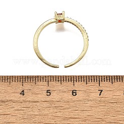 女性のための真鍮マイクロパヴェキュービックジルコニアカフリング  カドミウムフリー＆ニッケルフリー＆鉛フリー  長方形  18KGP本金メッキ  ファイヤーブリック  矩形：6x4mm&nbsp;RJEW-H247-19G-02