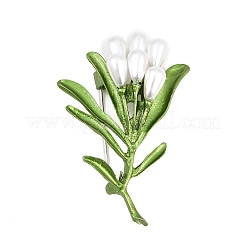 Electroplate Flower Shape Alloy & Imitation Pearl Lapel Pins for Backpack Clothes&nbsp;JEWB-B037-01A