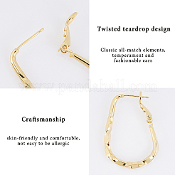 4 Pairs 2 Colors Twist Teardrop Huggie Hoop Earrings&nbsp;EJEW-GA0001-03