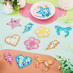 8 Bags 4 Colors  Polyester Embroider Self-adhesion Thread Iron on/Sew On Patches&nbsp;PATC-TA0001-51