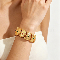Exotic Embossed Texture Crescent Moon Brass Rhinestone Cuff Bangle with Clasps for Women&nbsp;OM4527