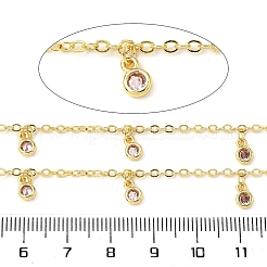 Brass Cubic Zirconia Cable Chains&nbsp;CHC-H112-02G-03