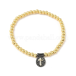Brass Oval Charms Bracelets&nbsp;BJEW-B148-03B-04