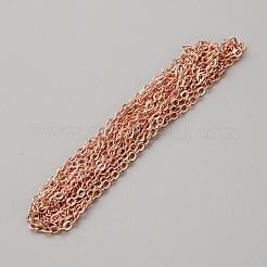真鍮製アズキチェーン  スプールで  ハンダ付け  ローズゴールド本金メッキ  リンク：2x2.5x0.3mm&nbsp;CHC-TAC0004-01RG