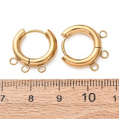 304ステンレススチール製ハギーフープピアス金具  ラウンド  3ループ付き  イオンプレーティング（ip）  長持ちメッキ  ゴールドカラー  17x16x3mm  穴：1.8mm&nbsp;STAS-D183-03E-G
