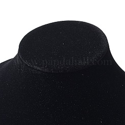 ベルベットで覆われたプラスチックの胸像ネックレスディスプレイスタンド  ブラック  18x19x17cm&nbsp;NDIS-L006-01B