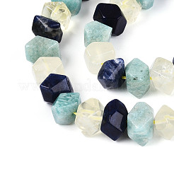 Natural Sodalite & Flower Amazonite & Lemon Quartz Beads Strands&nbsp;G-N358-01A-06
