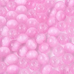 Fgbグレードaドローベンチスタイルガラスシードビーズ  ラウンド  模造キャットアイビーズ  パールピンク  9.5mm  穴：1.4~1.6mm  約420個/ポンド&nbsp;SEED-Q040-10MM-08