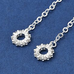 真鍮マイクロペーブクリアキュービックジルコニアヨーロッパビーズ  リング  アズキチェーン付き  銀  90~98mm  穴：4.5mm&nbsp;KK-G557-18S