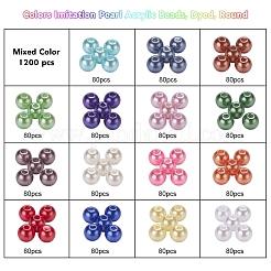1200Pcs 15 Colors Imitation Pearl Acrylic Beads&nbsp;OACR-YW0001-12
