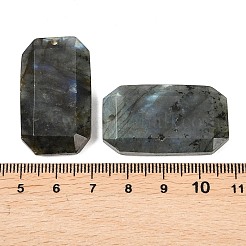 天然石ラブラドライトペンダント  ファセット長方形チャーム  34~35.5x19~20.5x7~8mm  穴：1.6mm&nbsp;G-H325-03I