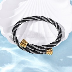 女性用304ステンレススチールトルクバングル  イオンプレーティング（ip）  ミックスカラー  3/4インチ（1.95cm）  内径：2-1/4インチ（5.65cm）&nbsp;BJEW-P310-18MC