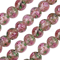 1 Strand Handmade Glod Sand Lampwork Beads Strands&nbsp;LAMP-PA0001-77C