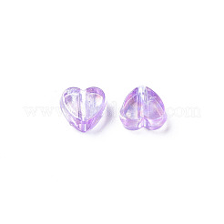 透明なアクリルビーズ  ABカラーメッキ  ハート  蘭  7.5x8x3mm  穴：1.8mm  約3620個/500g&nbsp;MACR-S373-114-C01