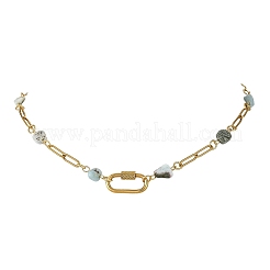Natural Mixed Stone Nuggets Beaded Chain Necklaces&nbsp;NJEW-JN06508