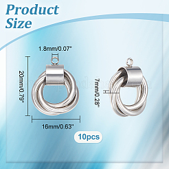 304ステンレススチールペンダント10個  三環式  ステンレス鋼色  20x16x7mm  穴：1.8mm&nbsp;STAS-UN0046-55