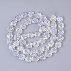 電気メッキガラスビーズセット  ABカラーメッキ  らせん状のシェル形状  クリアAB  12x11.5x4.5mm  穴：1mm  約50~51個/連  24.41インチ（62cm）&nbsp;X-EGLA-S190-04