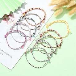 10 個 10 色のマクラメ編みコットンコードブレスレットセット  女性のための調節可能な積み重ね可能なブレスレット  ミックスカラー  内径：1-3/4~3-3/4インチ（4.5~9.5cm）  1pc /カラー&nbsp;BJEW-FZ00009