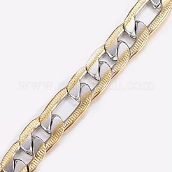メンズ 304 ステンレス フィガロ チェーン ブレスレット  カニカン付き  多面カット  ゴールデン·ステンレス鋼色  8-1/4インチ（210mm）  8~9x2mm&nbsp;BJEW-I238-11A