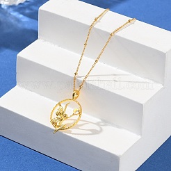 女性用真鍮クリアキュービックジルコニアペンダントネックレス  18KGP本金メッキ  天使と妖精  18.11インチ（46cm）  ペンダント：26x18mm&nbsp;LS-NJEW-B121-01G-01