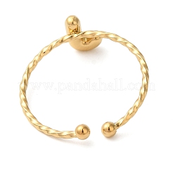 304ステンレススチールオープンカフリング  女性のためのジュエリー  18KGP本金メッキ  文字J  内径：19mm  文字：1mm&nbsp;RJEW-K261-02G-J