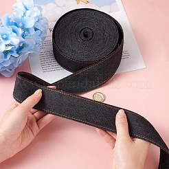 ステッチデニムリボン  服飾材料  DIYクラフトヘアクリップアクセサリーと縫製装飾用  ブラック  1-5/8インチ（40mm）&nbsp;OCOR-TAC0009-07