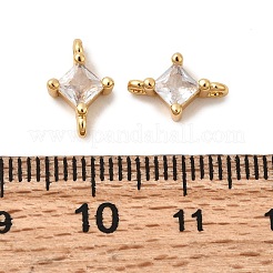 Brass Pave Clear Cubic Zirconia Connector Charms&nbsp;KK-P340-07A-G