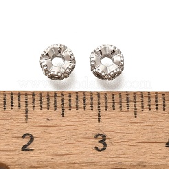 真鍮マイクロパヴェクリアキュービックジルコニアロンデルヨーロピアンビーズ  花大きな穴ビーズ  長持ちメッキ  鉛フリー＆カドミウムフリー  ラックめっき  プラチナ  5x2.4mm  穴：1.8mm&nbsp;KK-H508-23A-P