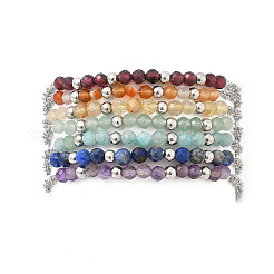 7Pcs 7 Colors Natural Gesmstone Beads Link Bracelets&nbsp;BJEW-JB11835