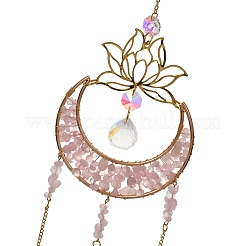 Moon Natural Rose Quartz Chips Hanging Suncatcher&nbsp;GG-CBAB970-02B