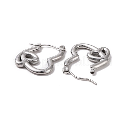 Non-Tarnish Valentine's Day 304 Stainless Steel Double Heart Hoop Earrings for Women&nbsp;EJEW-G326-06P