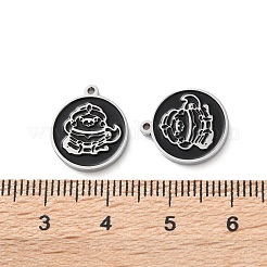 304 Stainless Steel Black Enamel Charms&nbsp;STAS-M102-17P-02